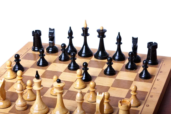 Chess board on white background — Stock Photo, Image