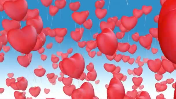Fly červené balónky — Stockvideo