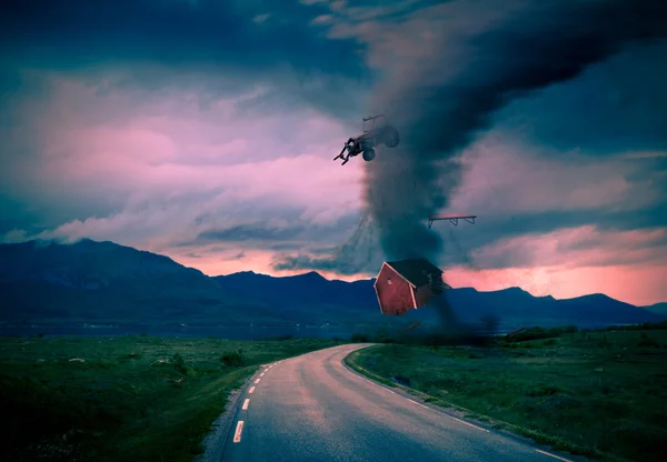 Tornado next to road — Stock Photo, Image