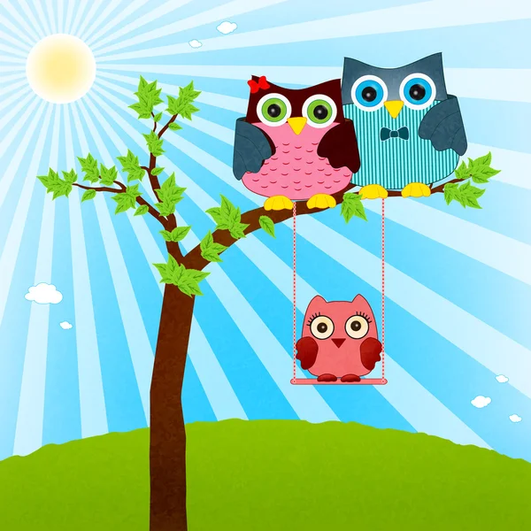 Owl family vector — Stock Vector