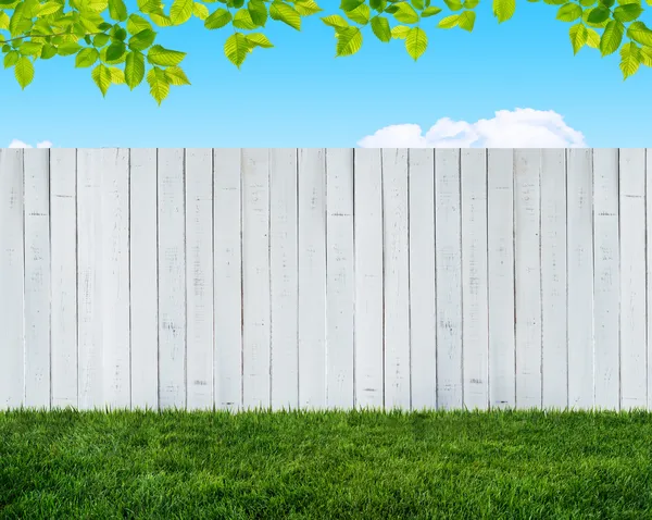 Recinzione da giardino bianca — Foto Stock