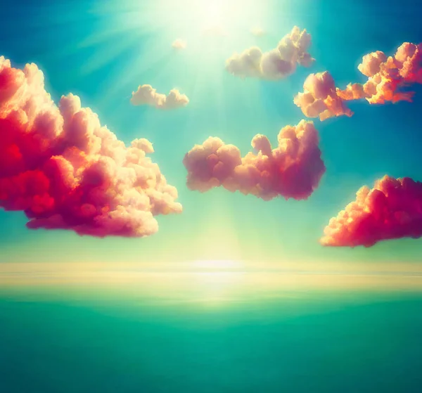 Piękne Czerwone Chmury Zachodzie Słońca Koncepcja Nieba Ilustracja — Zdjęcie stockowe