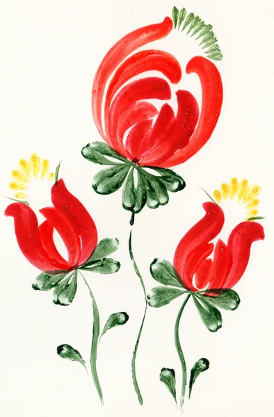 Kleur illustratie van bloemen in aquarel schilderijen — Stockfoto