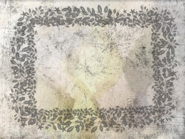 Vintage eski püskü arka plan yaprakları ile