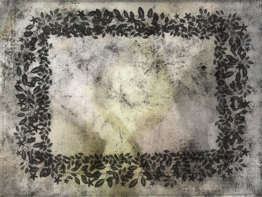 Vintage eski püskü arka plan yaprakları ile