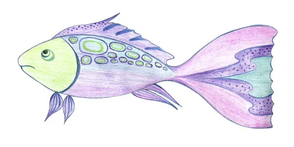 Fisch mit Bleistift gezeichnet — Stockfoto