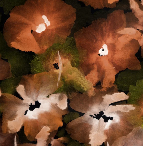 可爱的花卉背景。水彩罂粟 — 图库照片