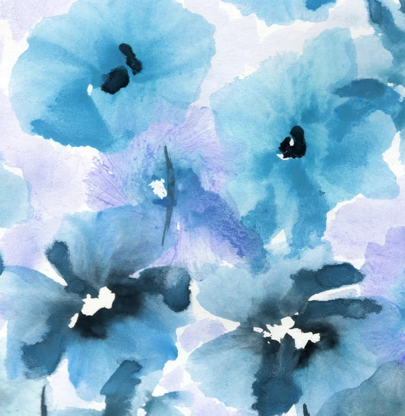 Cute floral background. Watercolor poppies — Stock Photo, Image