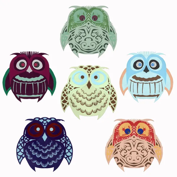 Set of owls — Stock Photo, Image