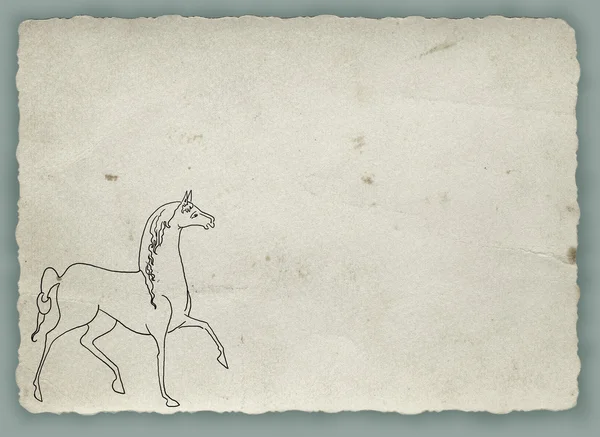 Vieux papier avec le symbole du cheval de l'année — Photo