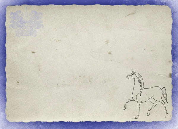 Παλιό χαρτί με το σύμβολο του αλόγου του έτους — Φωτογραφία Αρχείου