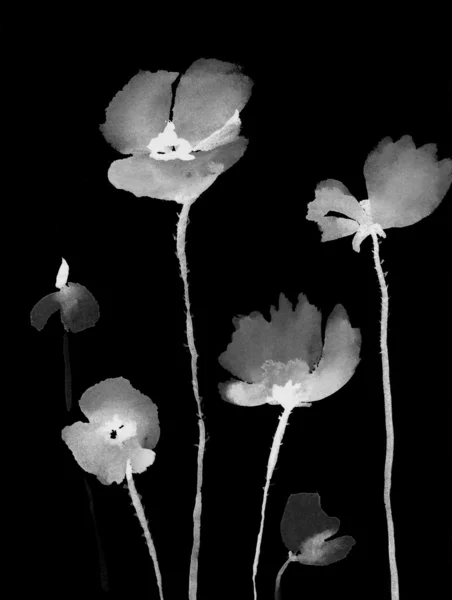 Latar belakang bunga yang lucu. Poppy warna air — Stok Foto
