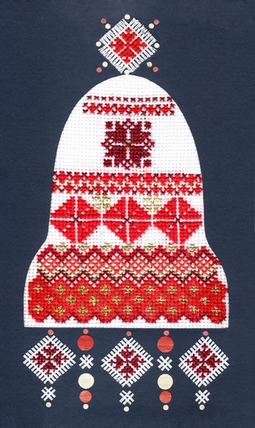 Holiday card with elements of folk embroidery — Stock Photo, Image