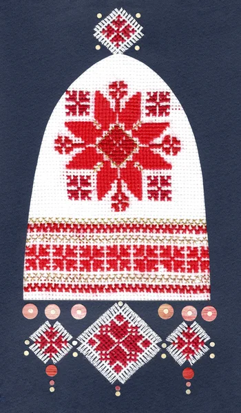 Holiday card with elements of folk embroidery — Stock Photo, Image