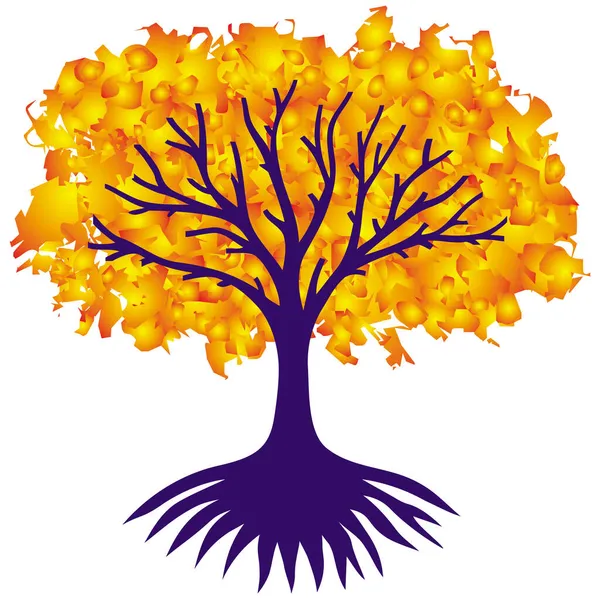 생명나무 생태학 생활의 과노란 나뭇잎 그래픽 — 스톡 벡터