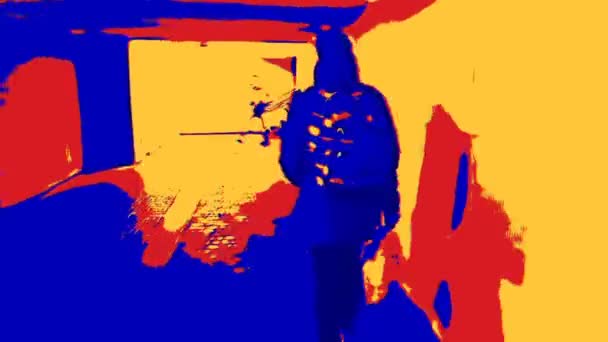 Rörelsen Människor Längs Tunnelbanan Korsning Med Glitch Effekt Bildstörningar Videografik — Stockvideo