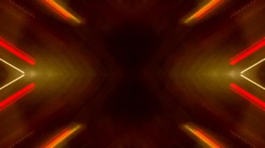 Parlak renkli çizgiler merkezde kaotik bir şekilde hareket eder. Renklerin kaleydoskopu. Video sanatı grafikleri.