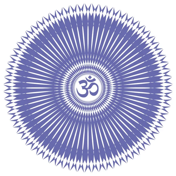 Circular Mandala Aum Ohm Sign Openwork Background Color Very Peri — Stock Vector