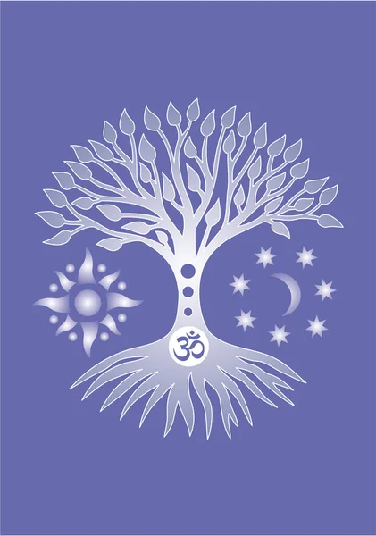 Tree Life Aum Ohm Sign Symbol Ecology Growth Sustainability Development — стоковый вектор