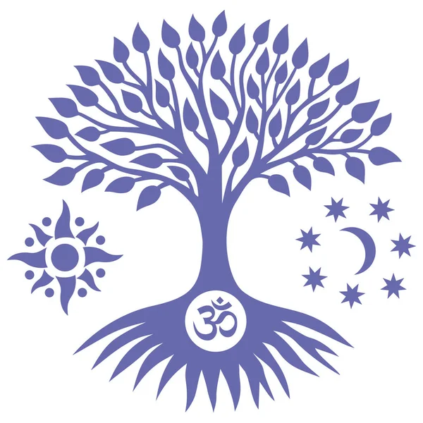 Livets Träd Med Aum Ohm Tecken Symbolen För Ekologi Tillväxt — Stock vektor