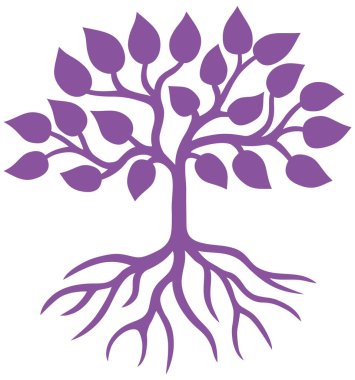 Peri renginde bir hayat ağacı. Sembol, ekoloji, maneviyat, büyüme, gelişme, sürdürülebilirlik. Piksel sanat grafikleri.