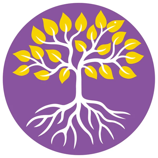 Drzewo Życia Żółtym Bardzo Pery Kolorze Symbol Ekologia Duchowość Wzrost — Wektor stockowy