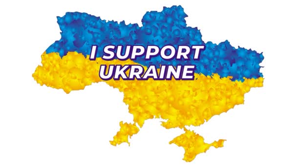 Map Ukraine Yellow Blue Gradient Colors Pulsing Inscription Support Ukraine — Stock Video