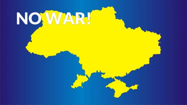 Mavi Arka Planda Sarı Renkli Ukrayna Haritası Yukarıdan Gelen Yazıtlara — Stok video