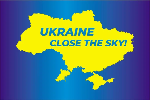 Mapa Ucrania Amarillo Sobre Fondo Azul Por Encima Inscripción Cerrar — Archivo Imágenes Vectoriales