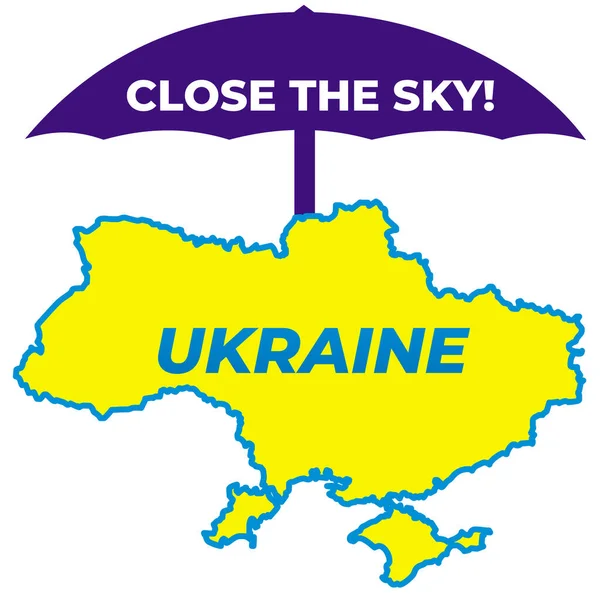 Карта України Під Парасолькою Написом Закрийте Небо Кольори Прапора України — стоковий вектор