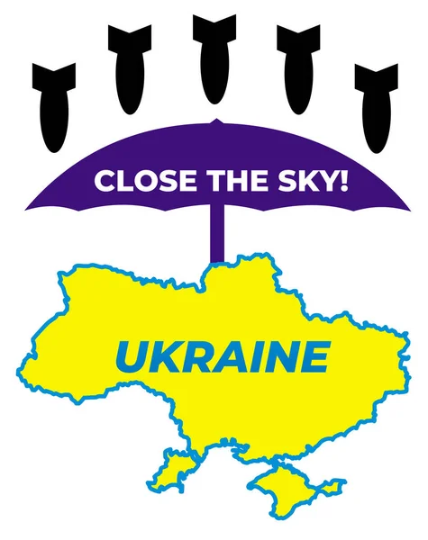 Ukrajna Térképe Esernyő Alatt Felirattal Zárd Eget Színek Zászló Ukrajna — Stock Vector
