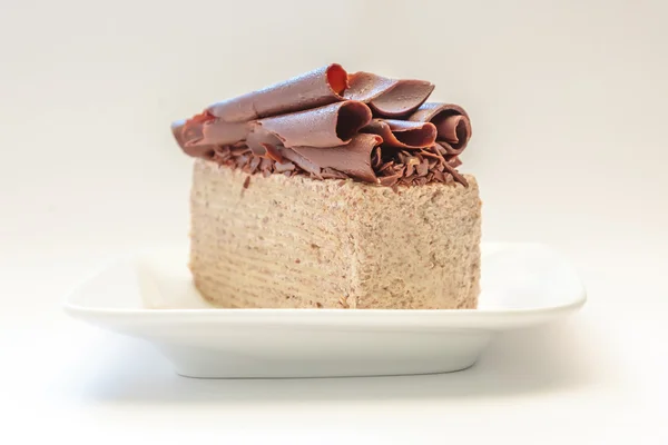 Chocolate on white dish — Stock Photo, Image