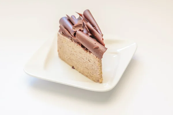 Chocolate on white dish — Stock Photo, Image