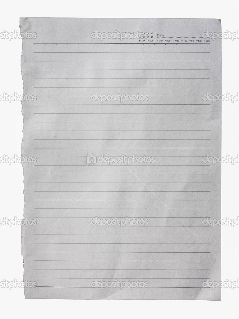 White lined paper isolated