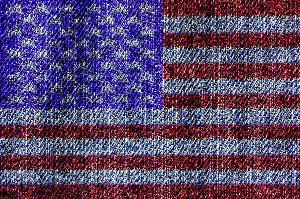 US-Flagge auf blauer Jeans — Stockfoto