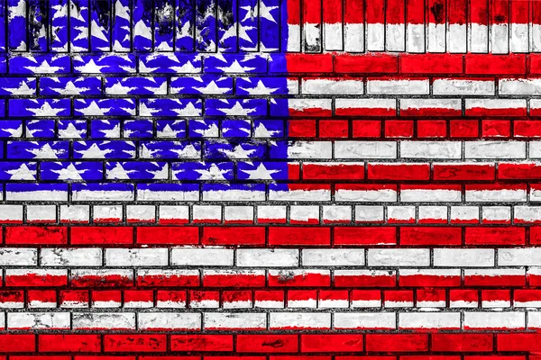 Bandera de EE.UU. en pared de ladrillo Imagen De Stock