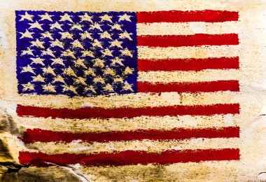 ABD bayrağı kahverengi kağıt üzerinde eski boyalı