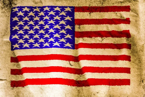 Bandeira dos EUA pintada em papel marrom antigo — Fotografia de Stock