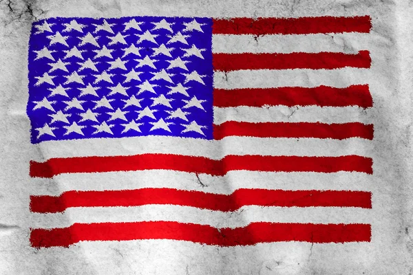 USA flag painted on rough white paper — Stock Photo, Image