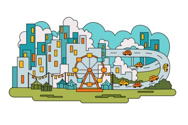 Yeşil manzaralı şehir panayırı