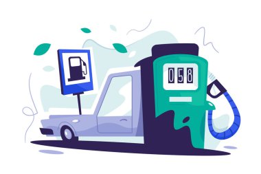 Araba benzin istasyonunda yakıt ikmali