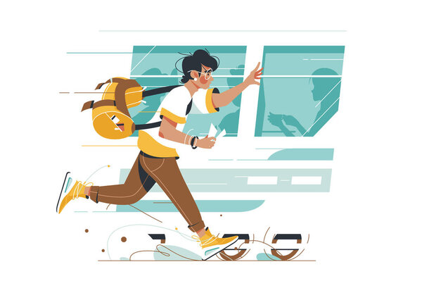 Молодой человек спешит