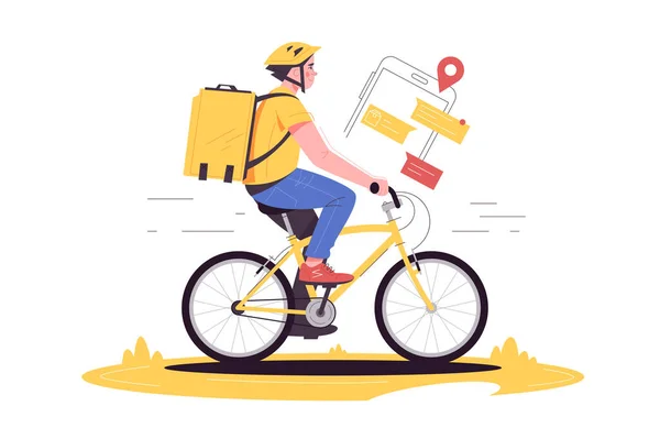 Delivery by bike to location — 图库矢量图片