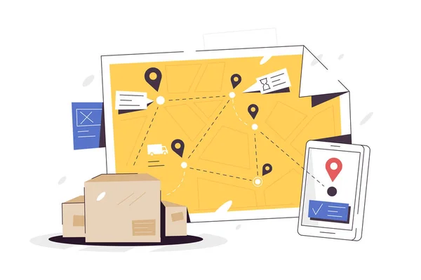 Detailed delivery plan to deliver your package —  Vetores de Stock