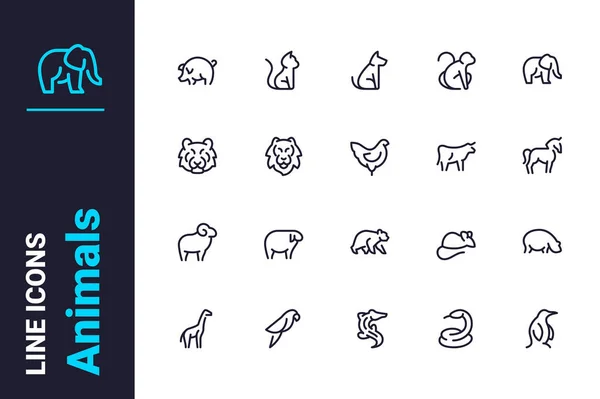 Farm and exotic animals icons set — Vettoriale Stock