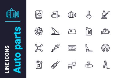 Various parts of transport vehicle icons set