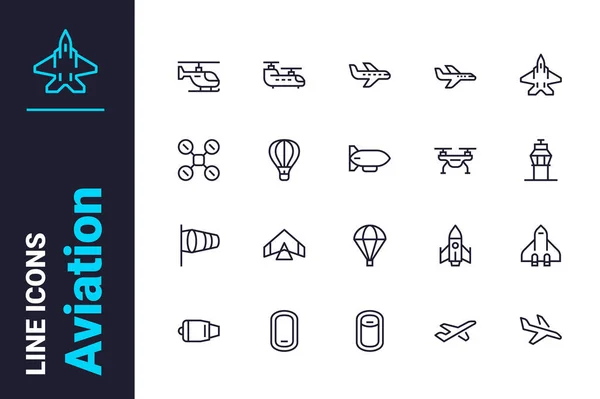 Conjunto de iconos de transporte aéreo — Archivo Imágenes Vectoriales