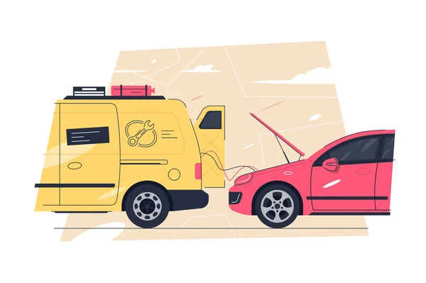 Assistance routière en ligne ou service de réparation — Image vectorielle