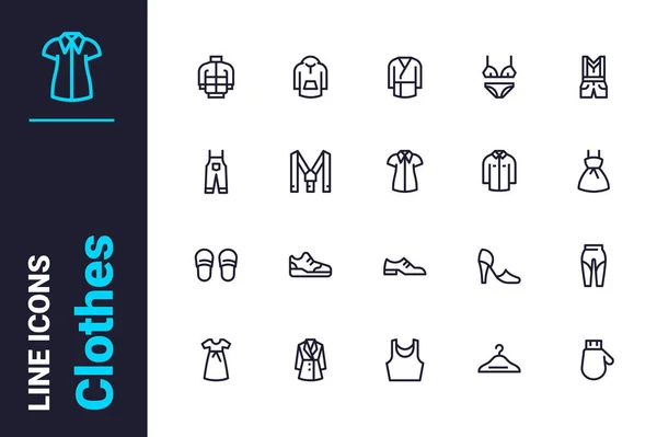 Parts of persons wardrobe icons set — Stock Vector