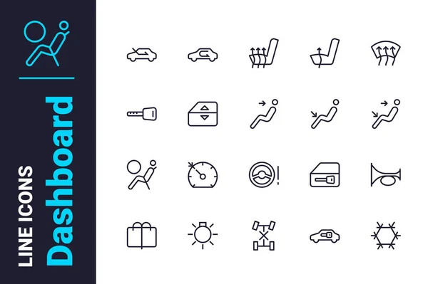 Elementos relacionados automáticamente en el conjunto de iconos del panel de información — Vector de stock